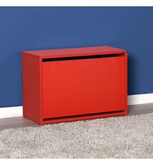 Schuhschrank, Rot, Melaminharzbeschichtete Spanplatte