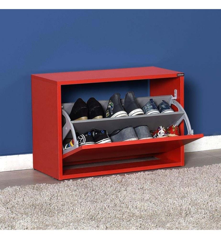 Schuhschrank, Rot, Melaminharzbeschichtete Spanplatte