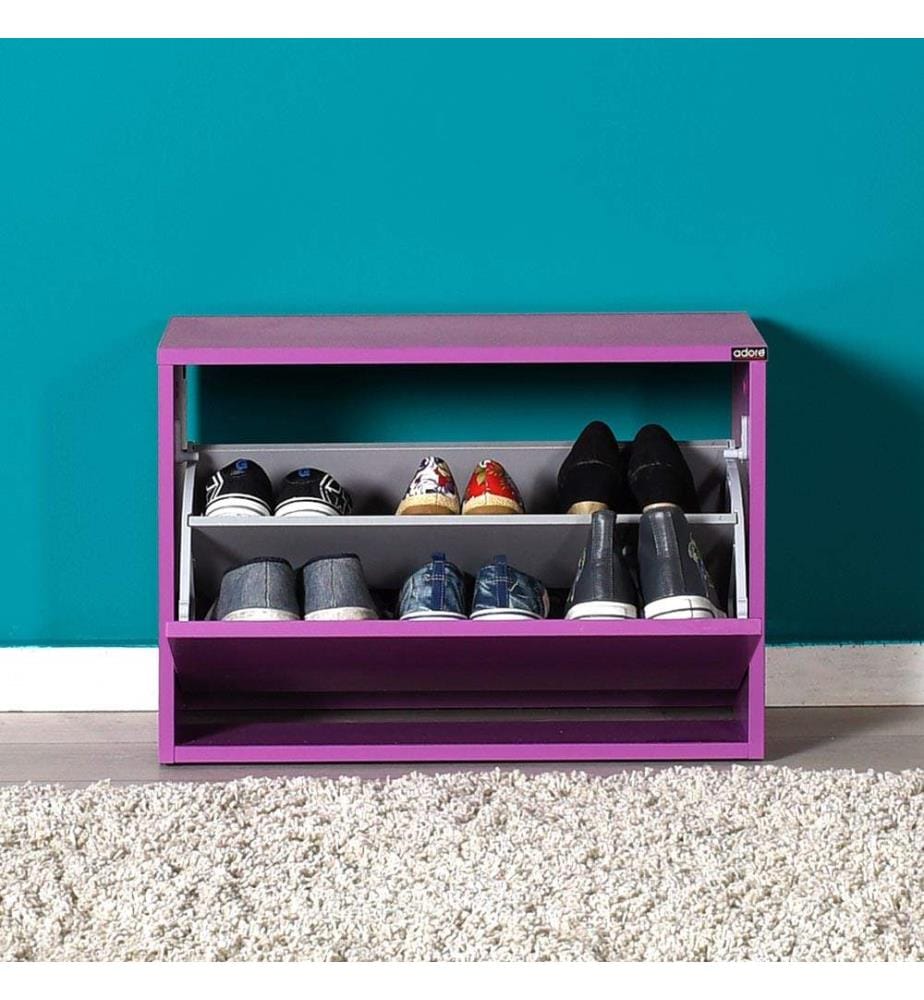 Meuble à chaussures, violet, panneau de particules mélaminé