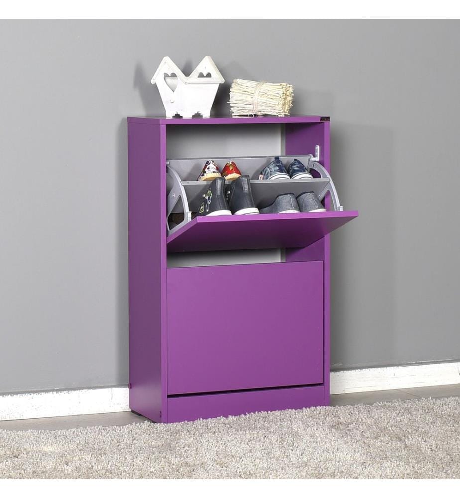 Meuble à chaussures, violet, panneau de particules mélaminé