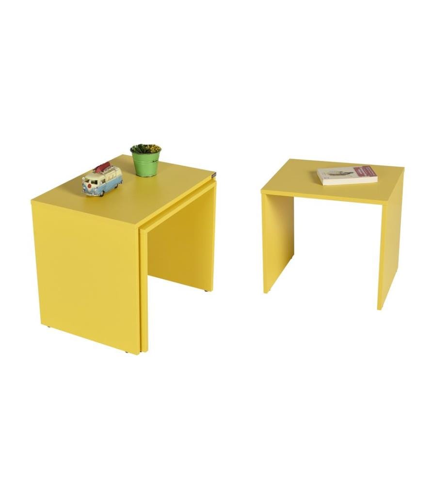 Table gigogne, jaune, panneau de particules mélaminé