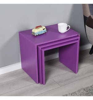 Tavolino da nido, viola, pannello di particelle rivestito in melamina