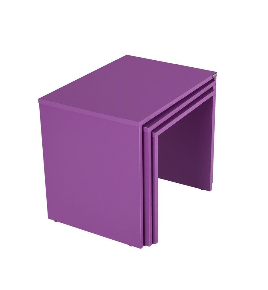 Tavolino da nido, viola, pannello di particelle rivestito in melamina