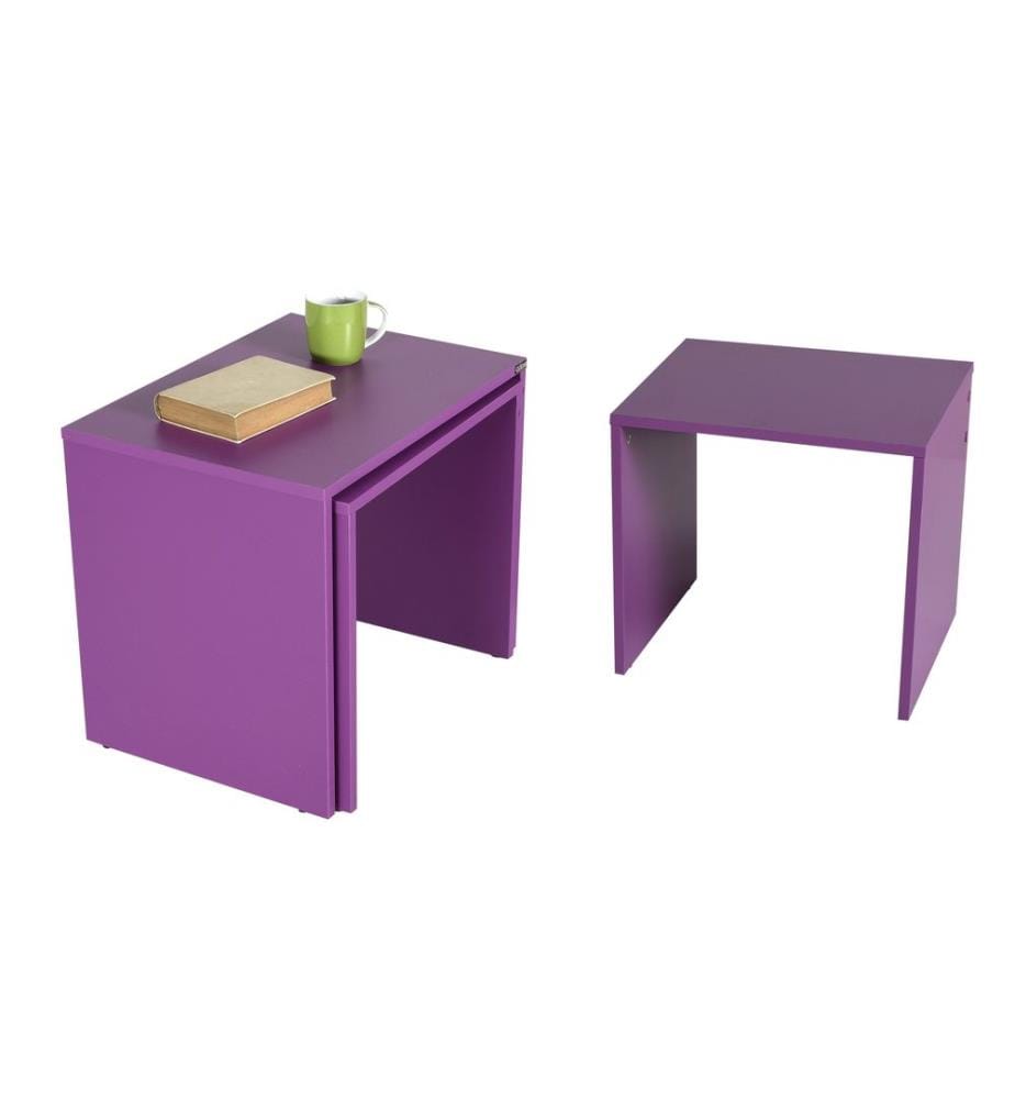 Tavolino da nido, viola, pannello di particelle rivestito in melamina