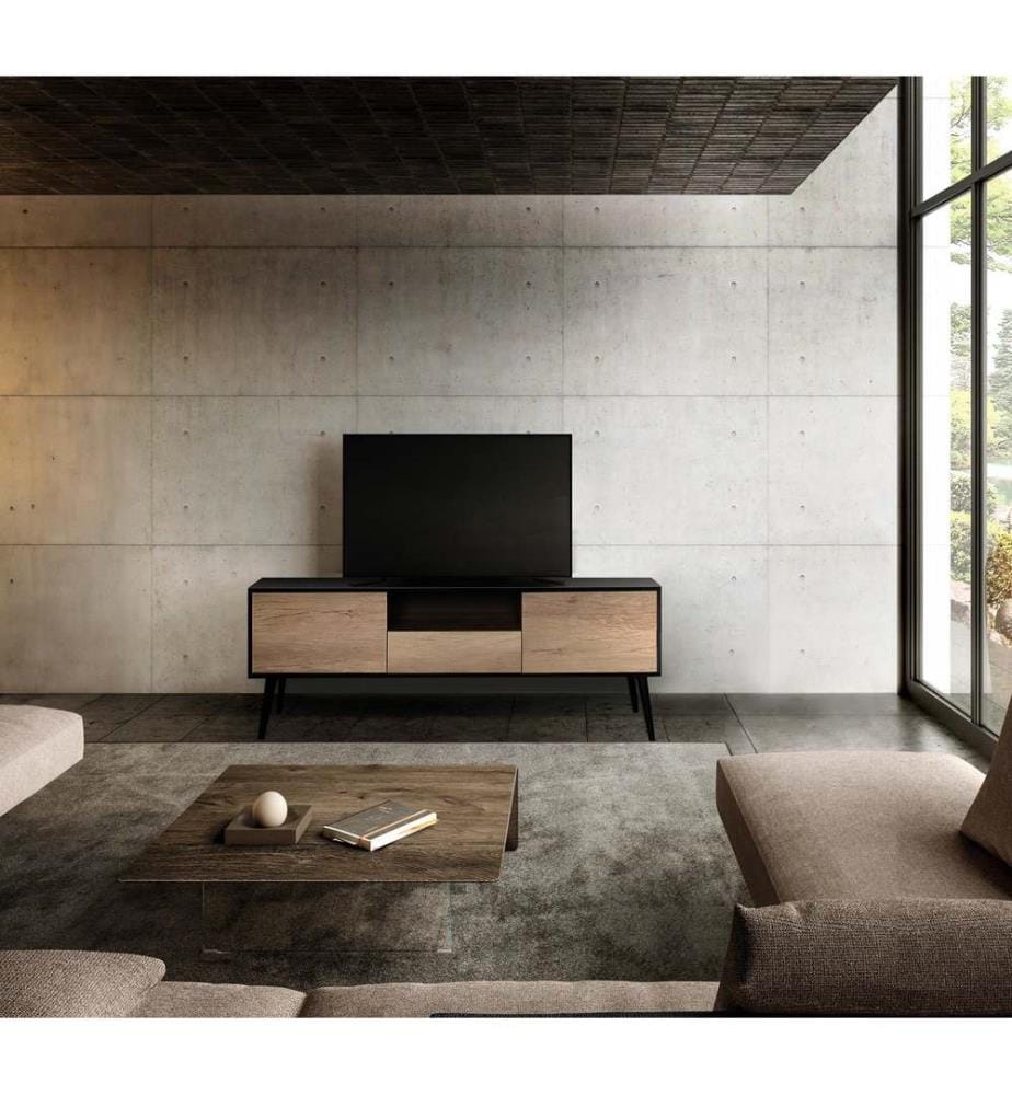 TV-Ständer, Schwarz, Taupe, 100 % MELAMINBESCHICHTETE SPANPLATTE