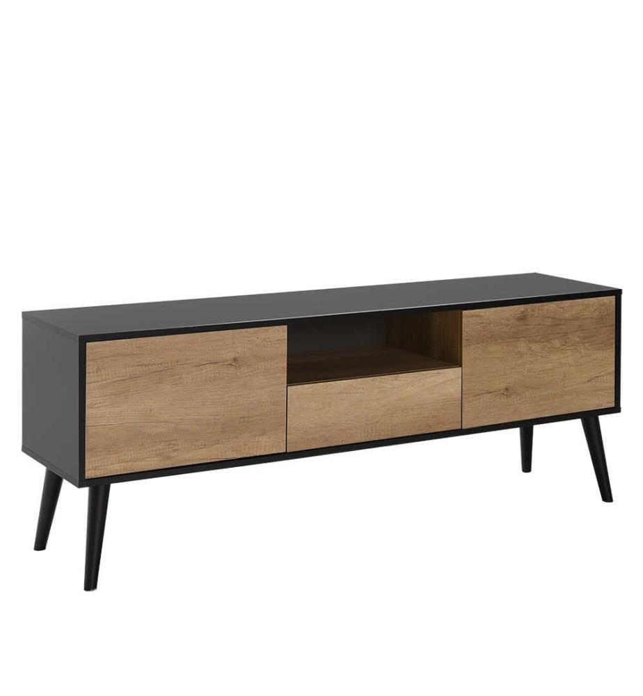 TV-Ständer, Schwarz, Taupe, 100 % MELAMINBESCHICHTETE SPANPLATTE