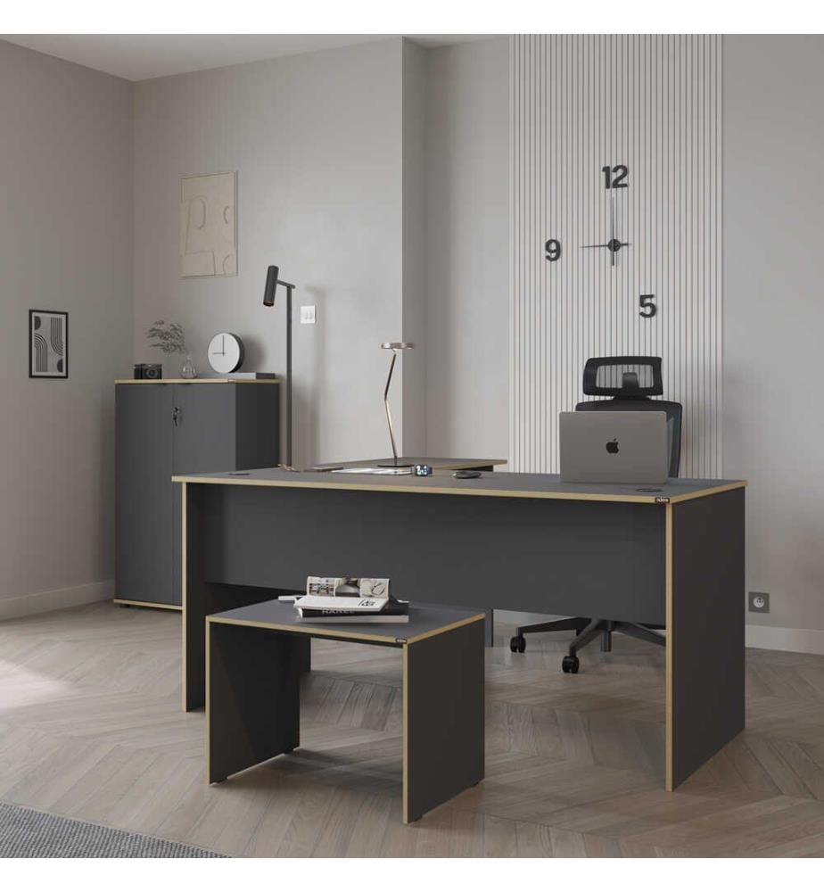 Scrivania da studio, antracite, rovere, 100% agglomerato rivestito in melamina