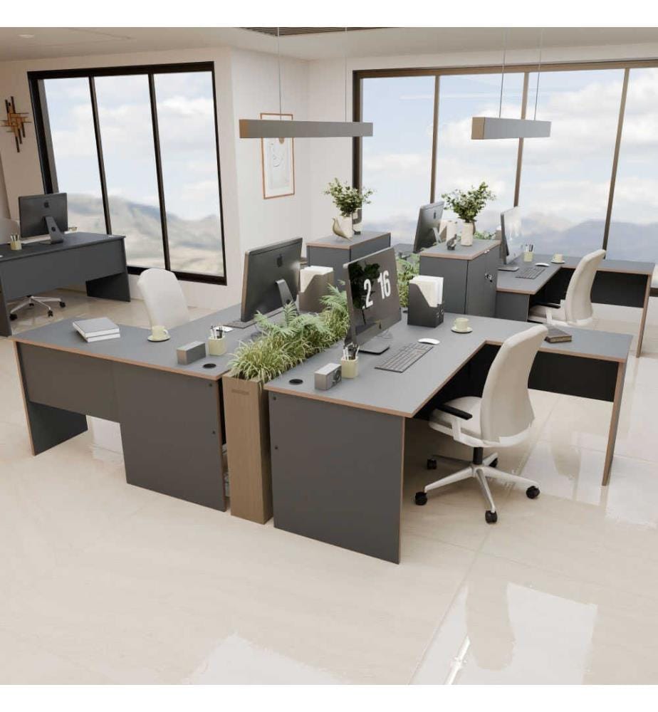 Scrivania da studio, antracite, rovere, 100% agglomerato rivestito in melamina