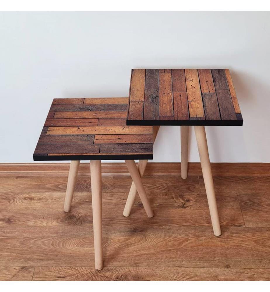Nesting Tisch , 2 Stücke, Braun, MDF, Buchenholzbeine