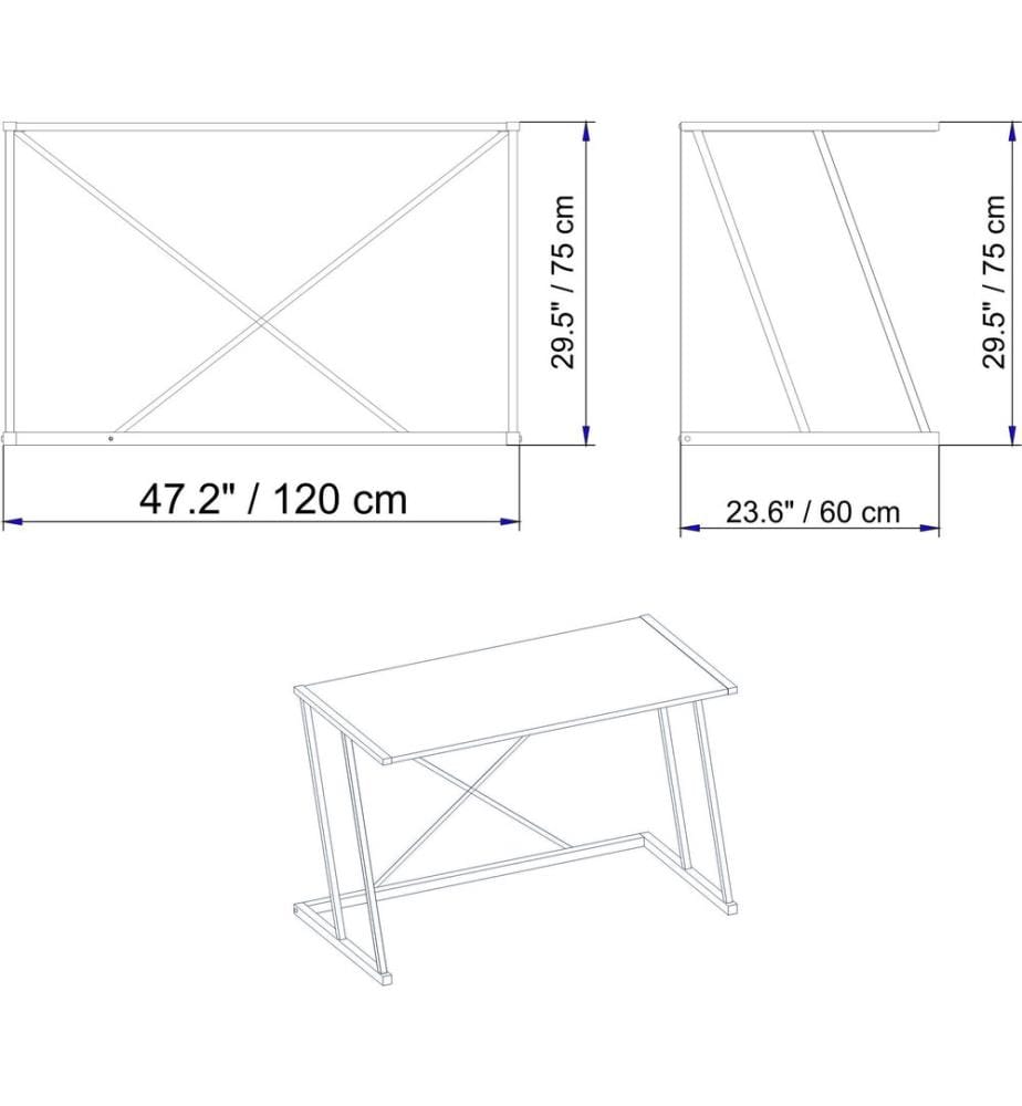 Study Desk, White, Melamine Coated Particle Board