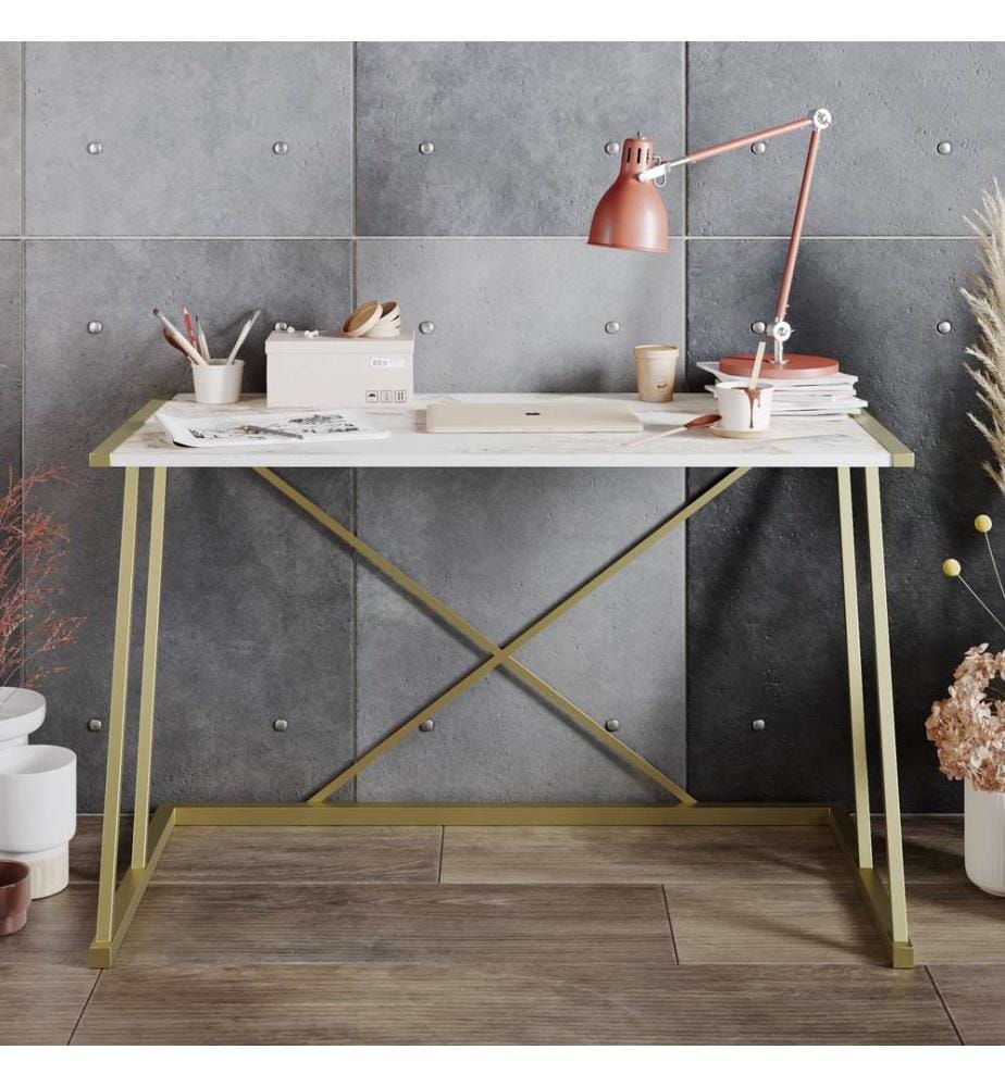 Study Desk, WhiteGold, Melamine Coated Particle Board