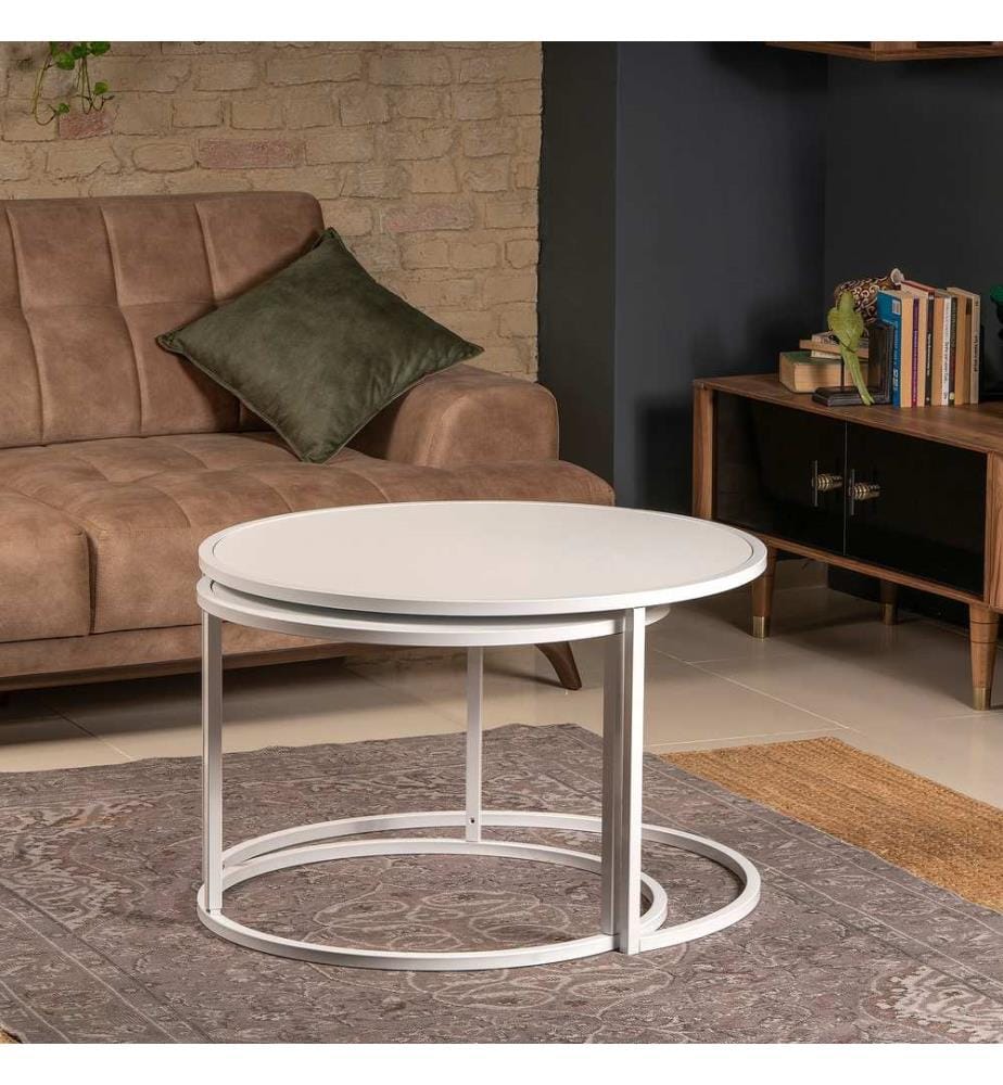 Blanc, Tables Basses, 80X80X50 cm, Plaque De Particules Enrobée De Mélamine