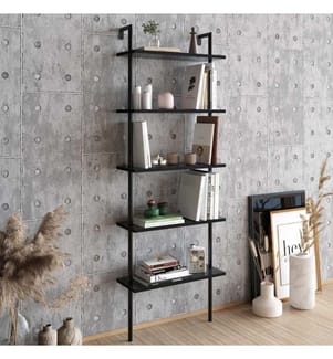 Black, Librerie, 174X60X22 cm, Piastra Di Particelle Con Rivestimento A Melamina