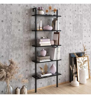 Nero, Librerie, 174X60X22 cm, Piastra Di Particelle Con Rivestimento Melamina