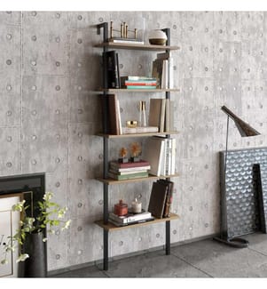 Colore In Noce, Nero, Scaffali, 174X60X22 cm, Piastra Di Particelle Con Rivestimento Melamina