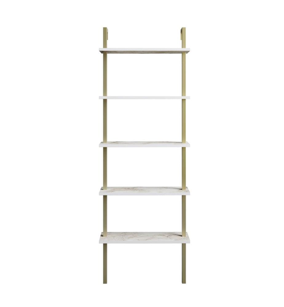 Blanc, Or, Captures De Livres, 174X60X22 cm, Plaque De Particules Enrobée De Mélamine
