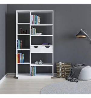 Bianco, Librerie, 188.6X80.4X25 cm, Piastra Di Particelle Con Rivestimento Melamina