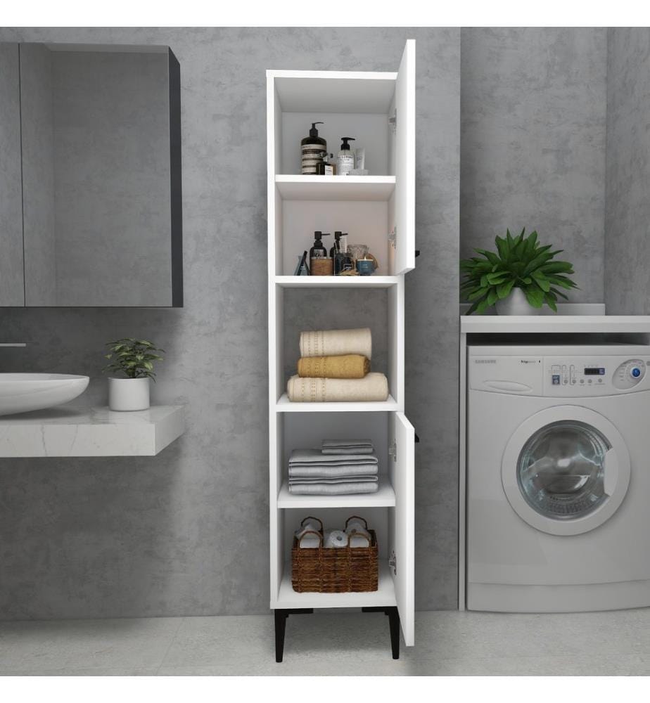 Armoire multifonction, blanc, panneau de particules 100 % mélaminé