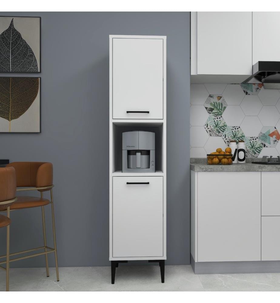 Armoire multifonction, blanc, panneau de particules 100 % mélaminé