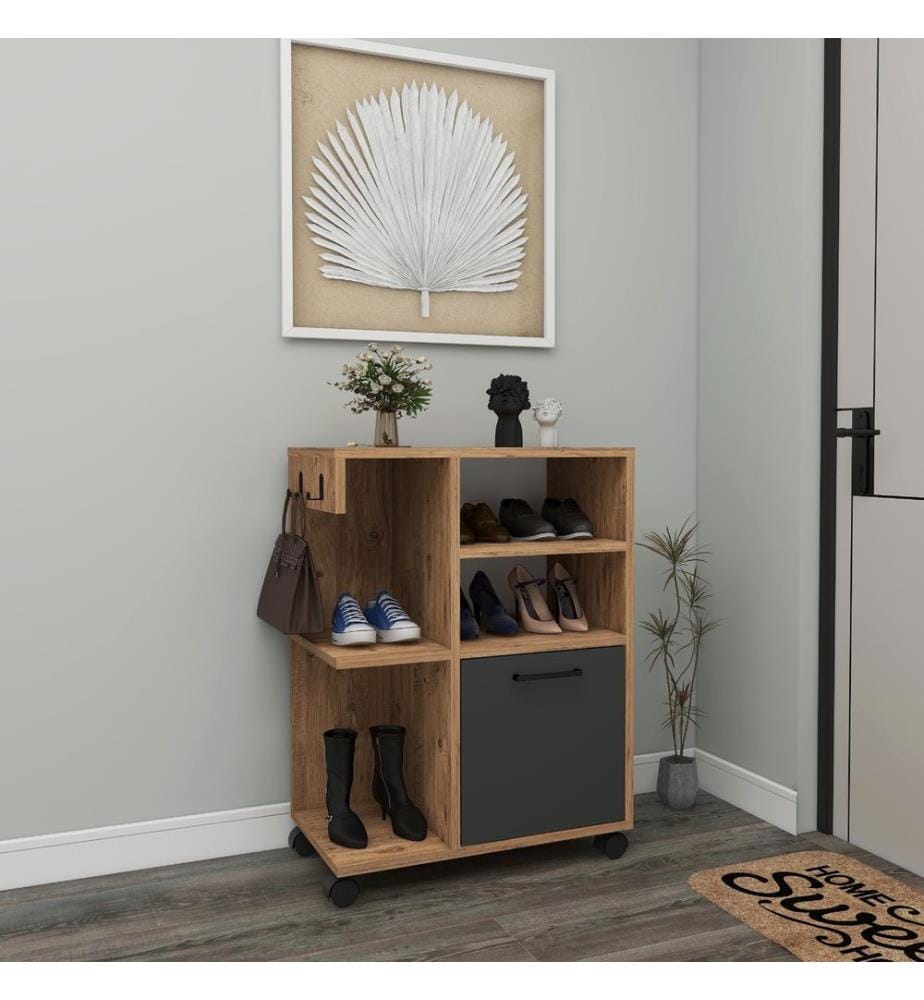 Meuble multifonction, pin Atlantique, anthracite, PANNEAUX DE PARTICULES 100 % MÉLAMINÉS