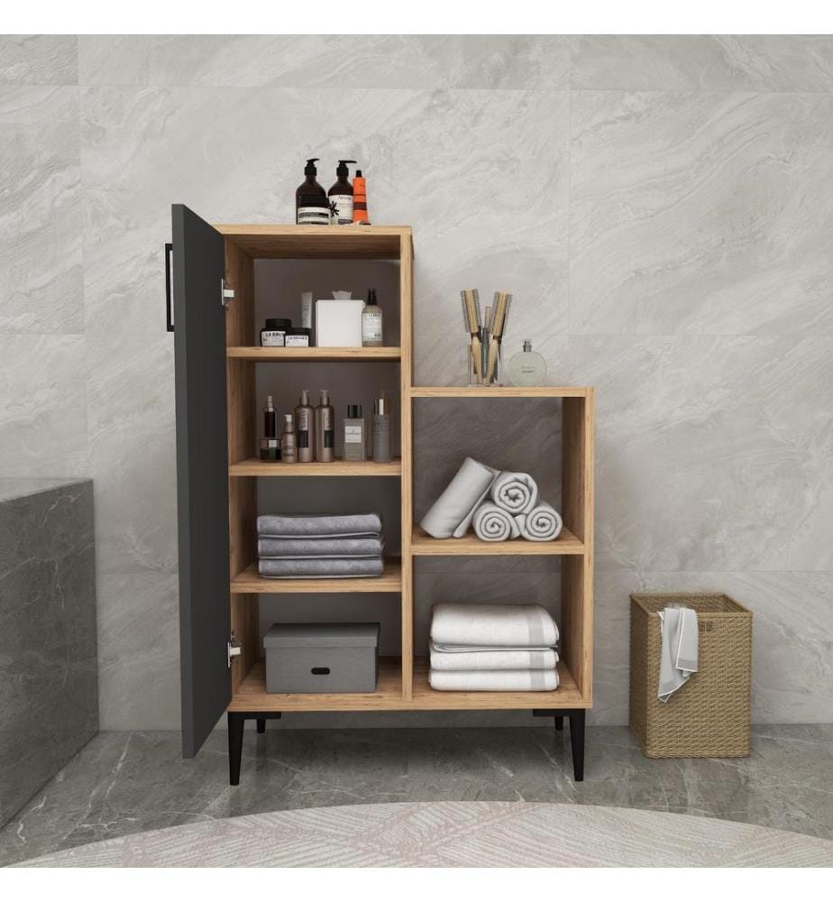 Meuble multifonction, pin Atlantique, anthracite, PANNEAUX DE PARTICULES 100 % MÉLAMINÉS