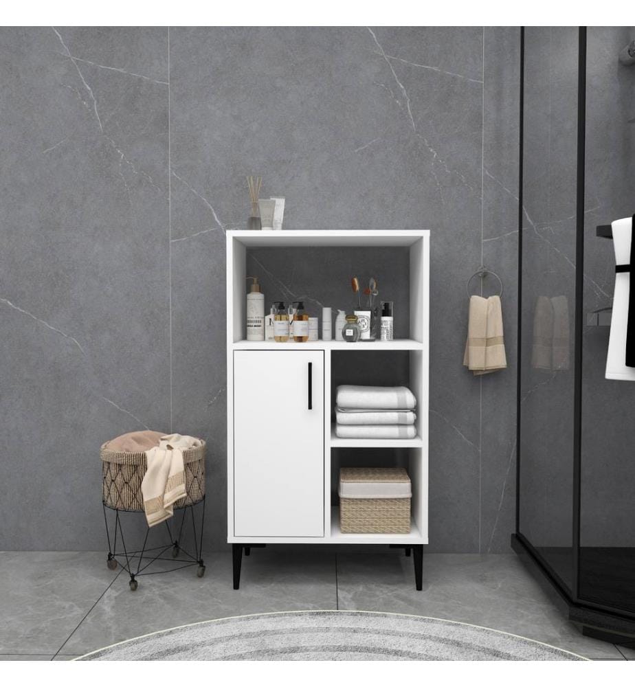 Armoire multifonction, blanc, panneau de particules 100 % mélaminé