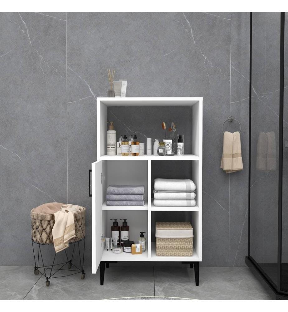 Armoire multifonction, blanc, panneau de particules 100 % mélaminé