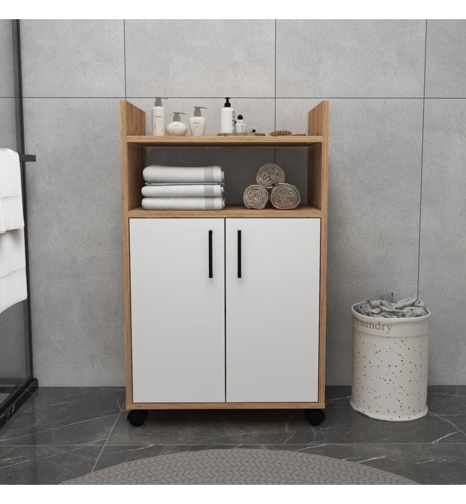 Meuble multifonction, pin Atlantique, blanc, PANNEAUX DE PARTICULES 100 % MÉLAMINÉS