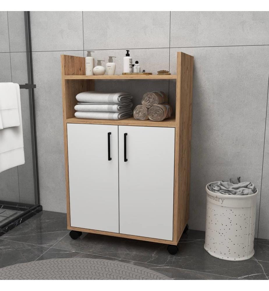 Meuble multifonction, pin Atlantique, blanc, PANNEAUX DE PARTICULES 100 % MÉLAMINÉS
