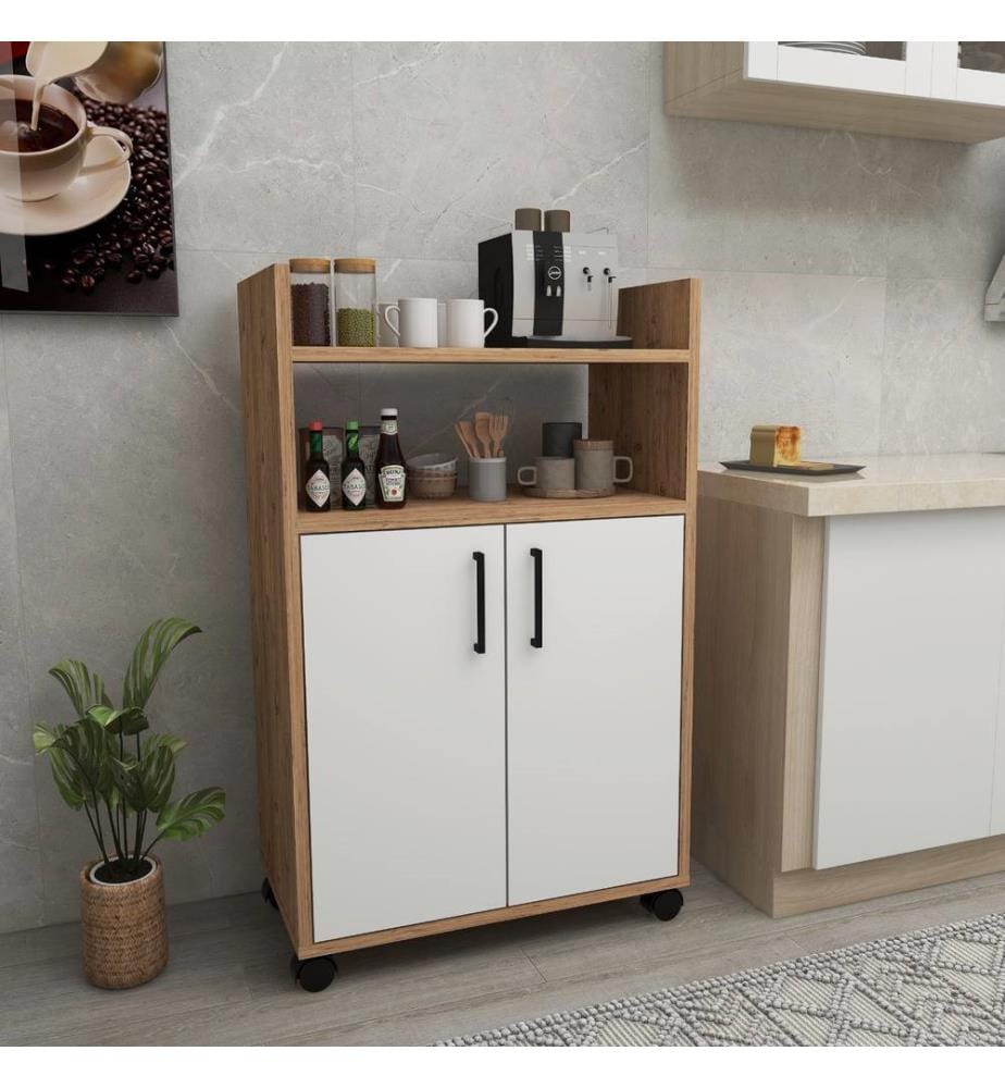 Meuble multifonction, pin Atlantique, blanc, PANNEAUX DE PARTICULES 100 % MÉLAMINÉS