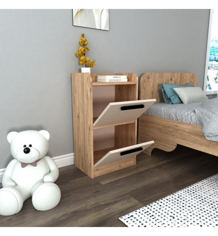 Nachttisch, Atlantic Pine, Beige, Melaminharzbeschichtete Spanplatte