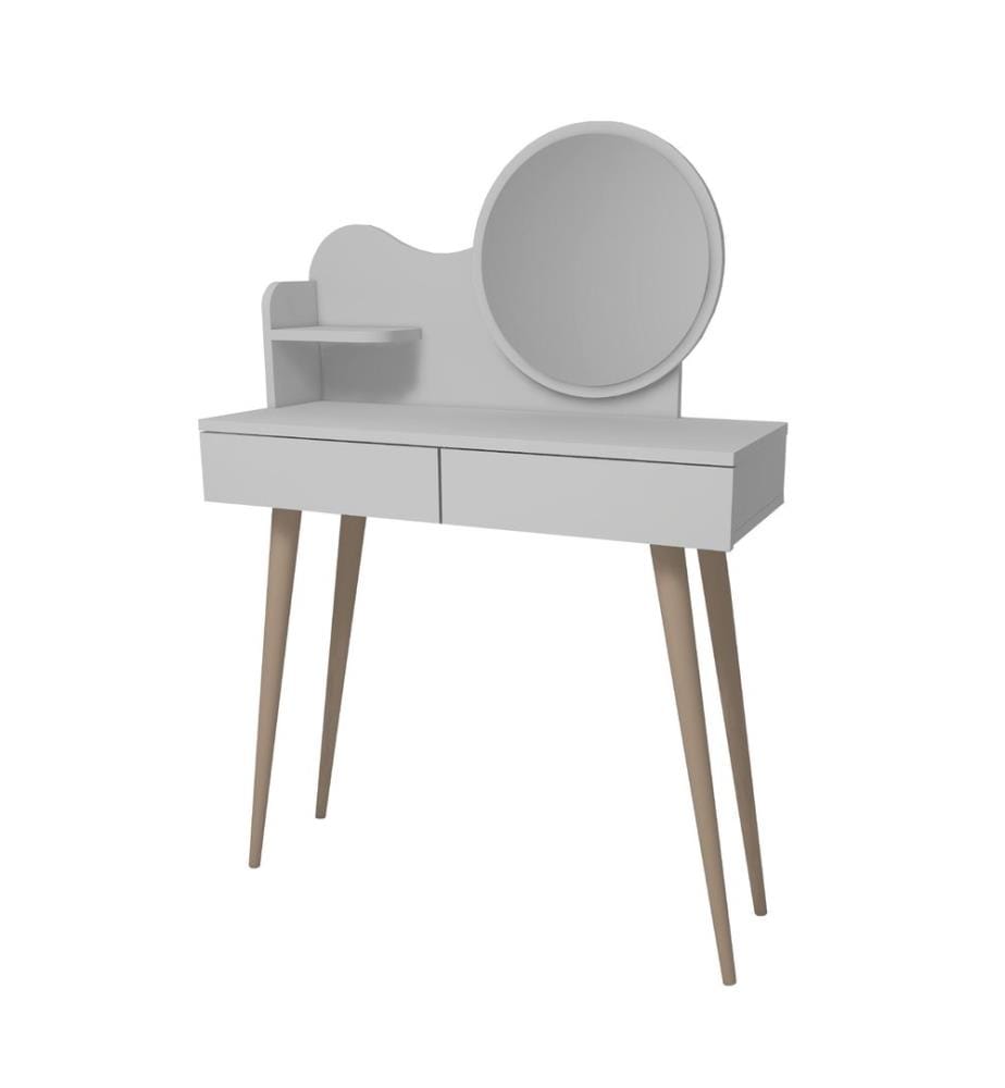 Table de maquillage, blanc, panneau de particules mélaminé, miroir inclus
