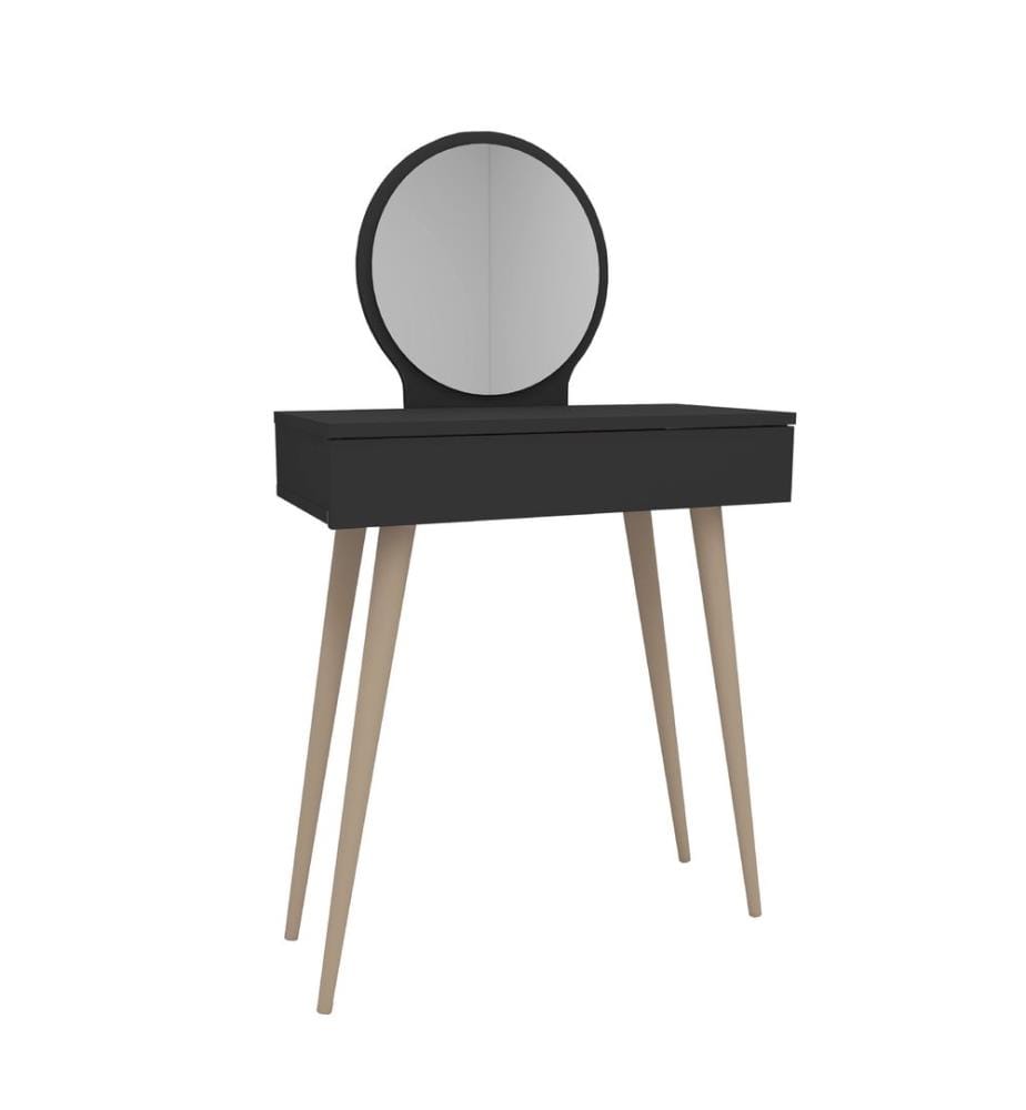 Table de maquillage, Anthracite, panneau de particules mélaminé, miroir inclus