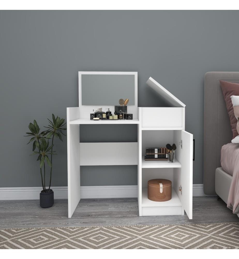 Table de maquillage, blanc, panneau de particules mélaminé