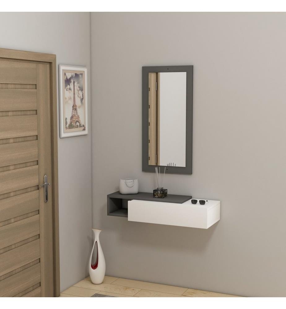 Sideboard, Anthrazit, Weiss, Melaminharzbeschichtete Spanplatte