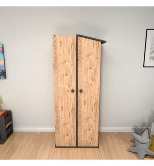Kleiderschrank, Atlantic Pine, Anthrazit, Melaminharzbeschichtete Spanplatte