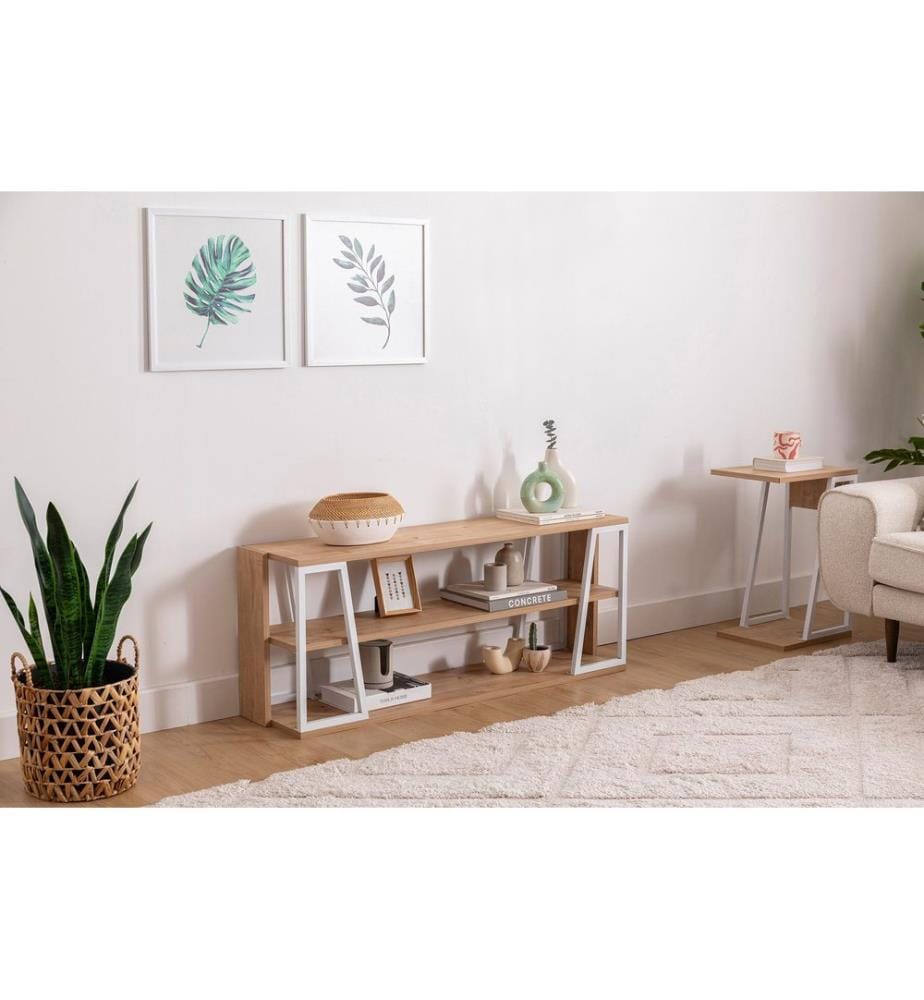 Meuble TV, Saphir, Blanc, 100% Melamine Coated Particle Board
