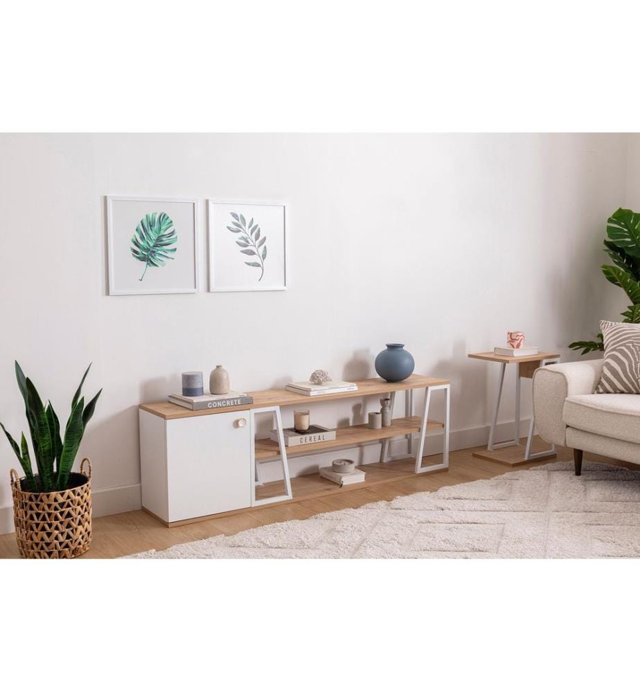 Meuble TV, Saphir, Blanc, 100% Melamine Particle Board