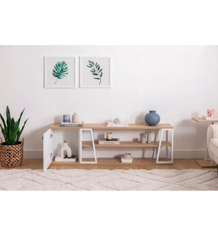 Meuble TV, Saphir, Blanc, 100% Melamine Particle Board