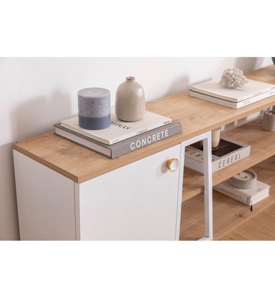 Meuble TV, Saphir, Blanc, 100% Melamine Particle Board