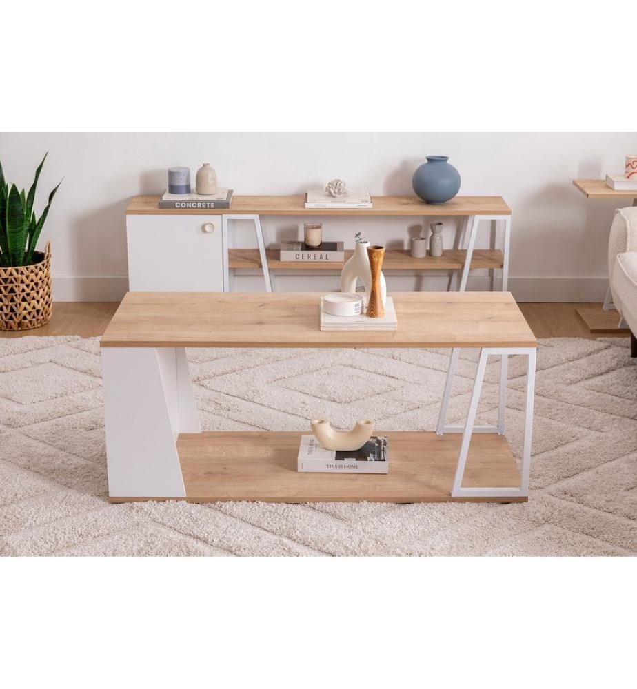 Table basse, Saphir, Blanc, 100% Melamine Particle Board
