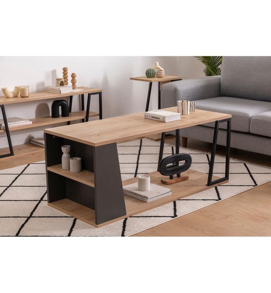 Table basse, Saphir, Noir, 100% Melamine Particle Board