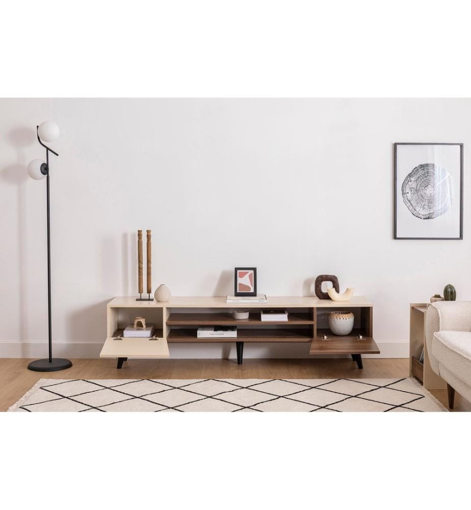 TV-Ständer, Nussbaum, Beige, 100% Melaminharzbeschichtete Spanplatte