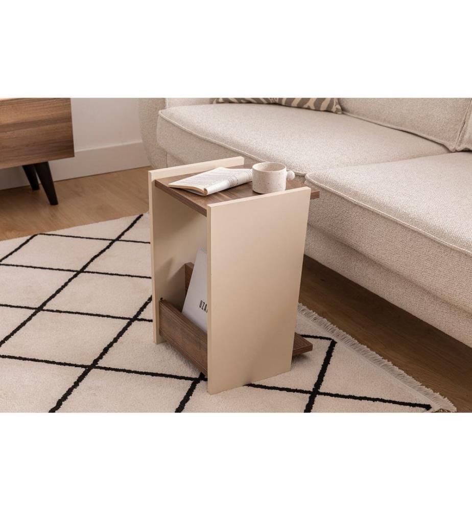 Table d'appoint, noyer, beige, 100% Melamine Particle Coated Board