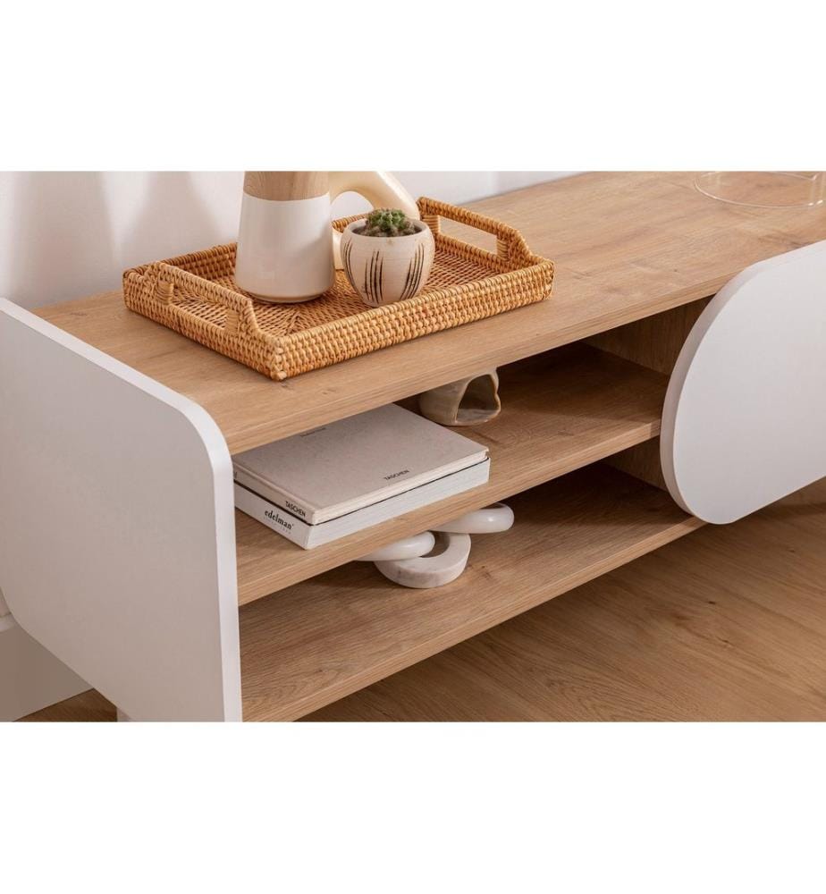Meuble TV, Saphir, Blanc, 100% Melamine Coated Particle Board