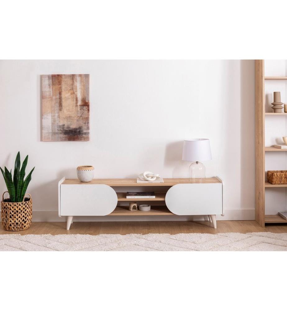 Meuble TV, Saphir, blanc, 100% Melamine Particle Coated Board