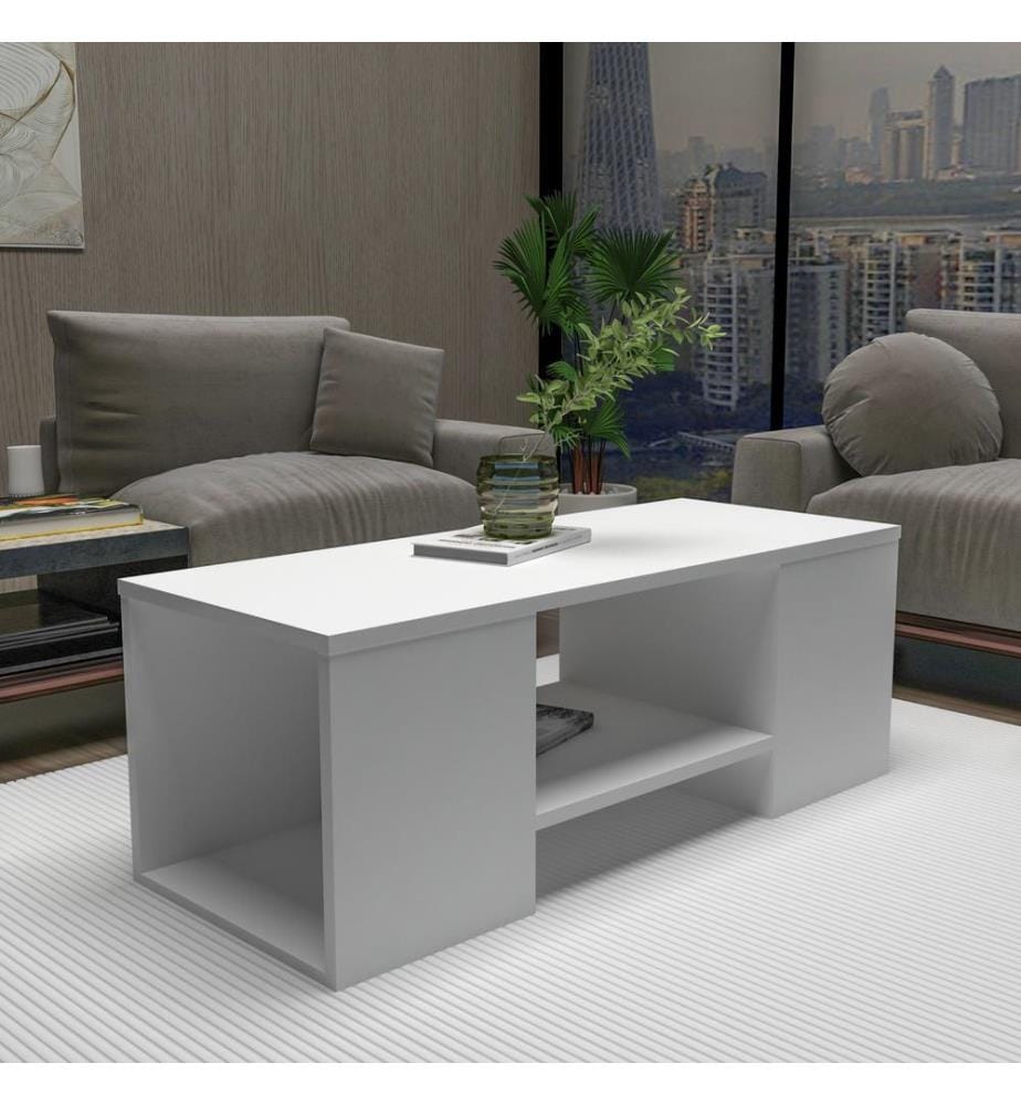 Ensemble de tables basses, blanc, PANNEAUX DE PARTICULES 100 % MÉLAMINÉS