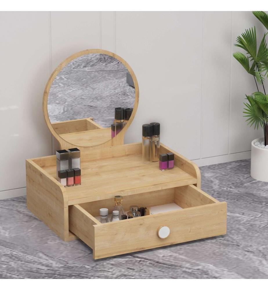 Coiffeuse, chêne saphir, PANNEAU DE PARTICULES 100 % MÉLAMINÉ, miroir