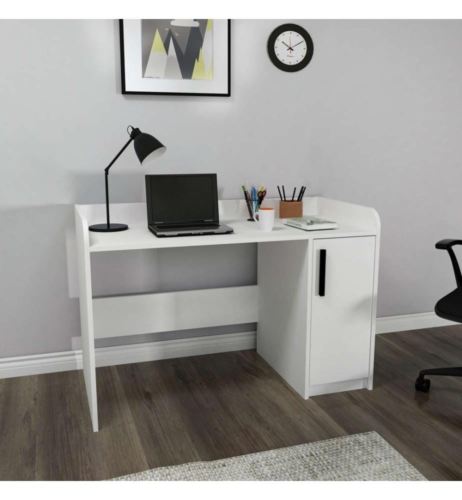 Bureau, blanc, panneau de particules 100 % mélaminé