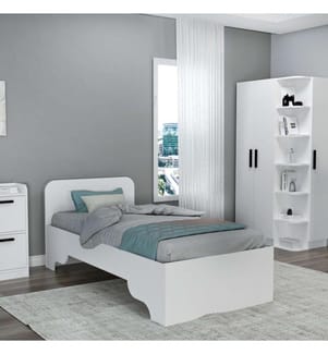 Einzelbett, weiss, 100 % MELAMINBESCHICHTETE SPANPLATTE